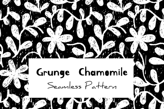 Grunge Chamomile Seamless Pattern Digital Pattern Rin Green 