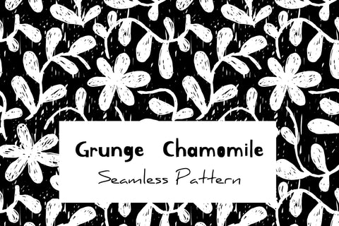Grunge Chamomile Seamless Pattern Digital Pattern Rin Green 