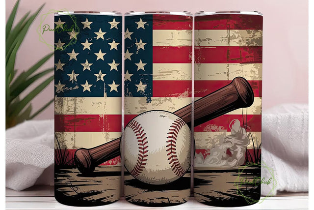 Grunge Flag Baseball 20oz Tumbler Wrap Sublimation PixelChick 