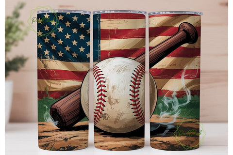 Grunge Flag Baseball 20oz Tumbler Wrap Sublimation PixelChick 