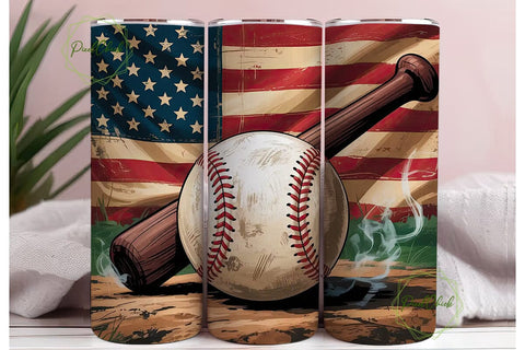 Grunge Flag Baseball 20oz Tumbler Wrap Sublimation PixelChick 