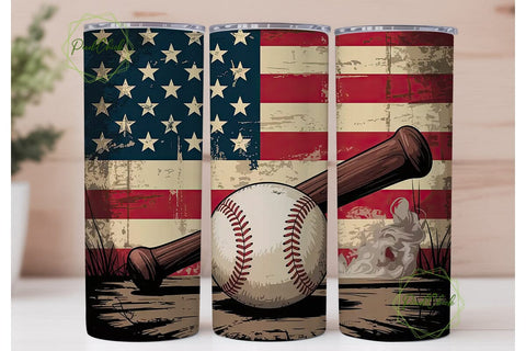 Grunge Flag Baseball 20oz Tumbler Wrap Sublimation PixelChick 