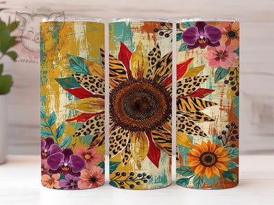 Grunge Sunflower Collage 20oz Tumbler, Grunge Sunflower, Sunflower Collage, Grunge Collage, Sunflower Tumbler, 20oz Tumbler, Grunge Tumbler, Tumbler Wrap Sublimation Lara' s Designs 