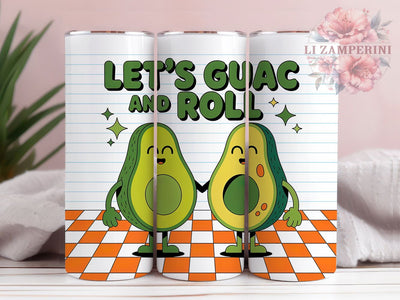 Guac & Roll 20oz Tumbler Wrap, Guac And Roll, Funny Fruit Sublimation, Avocado PNG Design, 20oz Tumbler Wrap, Tropical Summer Vibes, Fruit Humor Wrap Sublimation Li Zamperini 