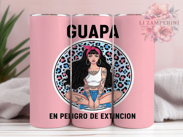 Guapa En Peligro Spanish Quote Tumbler, Spanish Cute Quote Cup, 20Oz Sublimation Wrap Design, Funny Latina Drinkware, Sassy Spanish Tumbler Gift, Humor Quote Coffee Cup Sublimation Li Zamperini 