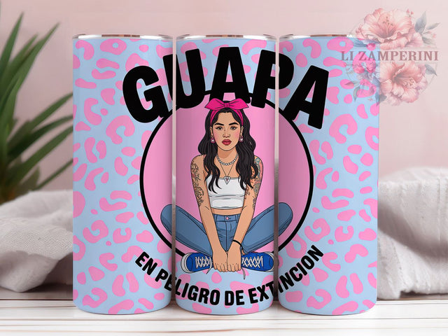 Guapa En Peligro Spanish Quote Tumbler, Spanish Cute Quote Cup, 20Oz Sublimation Wrap Design, Funny Latina Drinkware, Sassy Spanish Tumbler Gift, Humor Quote Coffee Cup Sublimation Li Zamperini 