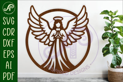 Guardian Angel Name Sign SVG, Praying Angel Wall Art Laser SVG APInspireddesigns 