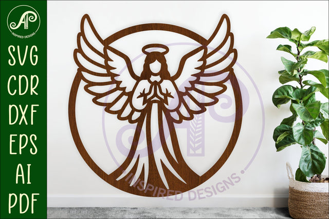 Guardian Angel Name Sign SVG, Praying Angel Wall Art Laser SVG APInspireddesigns 