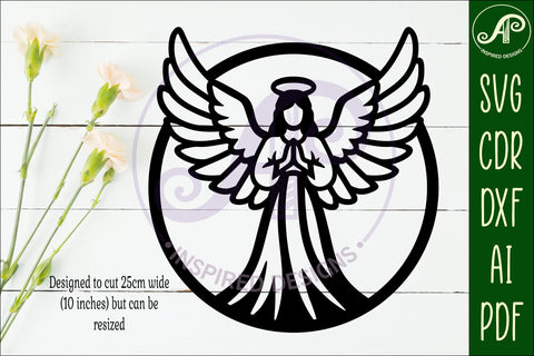 Guardian Angel Name Sign SVG, Praying Angel Wall Art Laser SVG APInspireddesigns 