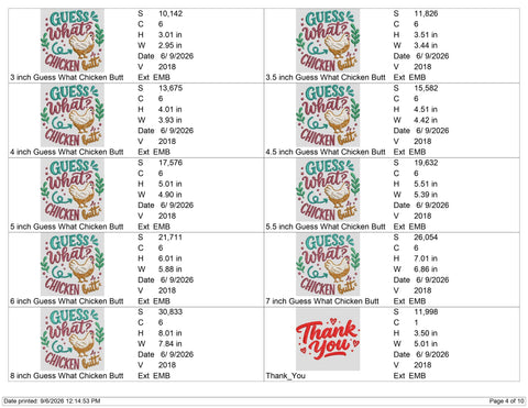 Guess What Chicken Butt Embroidery Design – Funny Chicken Farmhouse Machine Embroidery File Embroidery/Applique DESIGNS PatternFeed8 