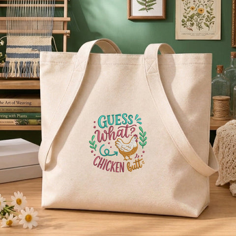 Guess What Chicken Butt Embroidery Design – Funny Chicken Farmhouse Machine Embroidery File Embroidery/Applique DESIGNS PatternFeed8 