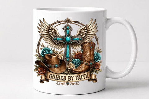 Guided By Faith Western Cross PNG | Christian Sublimation PNG SVG BillahCrafts 