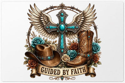 Guided By Faith Western Cross PNG | Christian Sublimation PNG SVG BillahCrafts 
