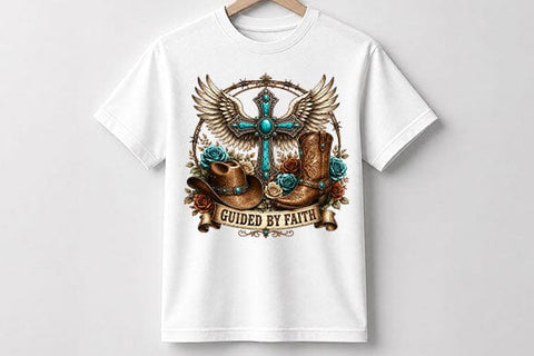 Guided By Faith Western Cross PNG | Christian Sublimation PNG SVG BillahCrafts 