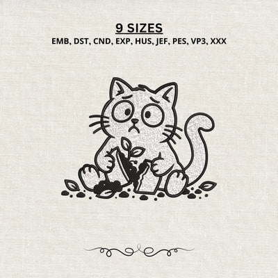 Guilty Cat Broken Plant Pot Embroidery Design – Funny Cat Machine Embroidery File, Naughty Kitty Plant Lover Design, Cat Mom Gift Embroidery/Applique DESIGNS PatternFeed8 