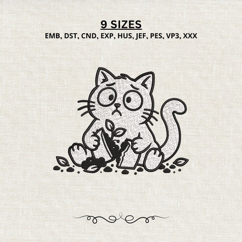Guilty Cat Broken Plant Pot Embroidery Design – Funny Cat Machine Embroidery File, Naughty Kitty Plant Lover Design, Cat Mom Gift Embroidery/Applique DESIGNS PatternFeed8 