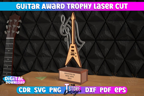 Guitar Award Trophy Bundle | Personalized Reward | Musician Gift Idea | CNC Files SVG The T Store Design 
