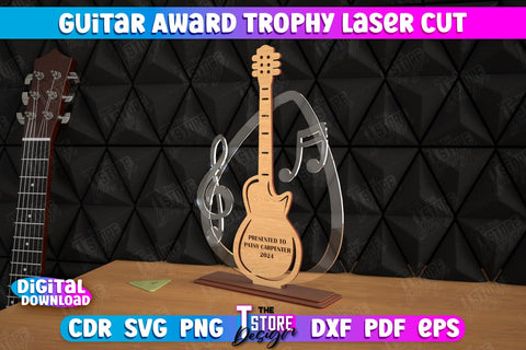 Guitar Award Trophy Bundle | Personalized Reward | Musician Gift Idea | CNC Files SVG The T Store Design 