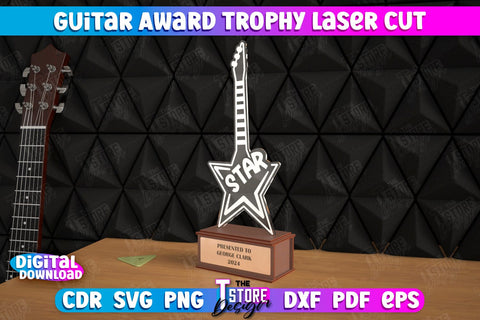 Guitar Award Trophy Bundle | Personalized Reward | Musician Gift Idea | CNC Files SVG The T Store Design 