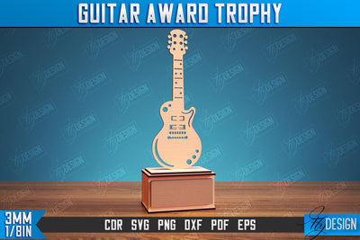 Guitar Award Trophy Laser Cut, DIY Trophy Music Guitar, Personalized Reward SVG SVG Fly Design 