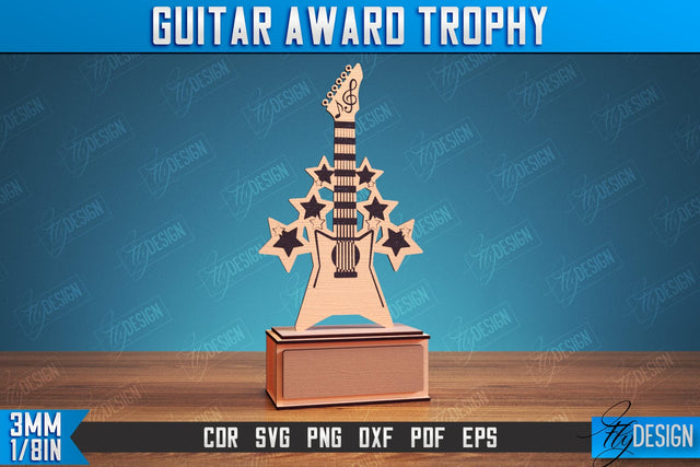 Guitar Award Trophy Laser Cut, DIY Trophy Music Guitar, Personalized Reward SVG SVG Fly Design 
