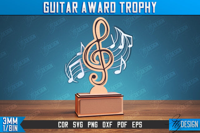 Guitar Award Trophy Laser Cut, DIY Trophy Music Guitar, Personalized Reward SVG SVG Fly Design 