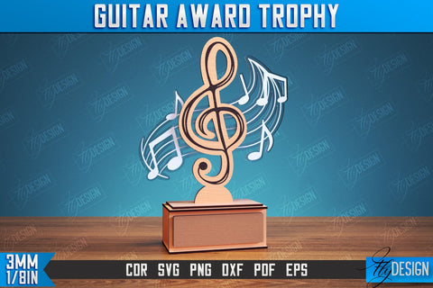 Guitar Award Trophy Laser Cut, DIY Trophy Music Guitar, Personalized Reward SVG SVG Fly Design 