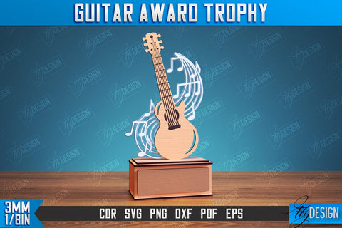 Guitar Award Trophy Laser Cut, DIY Trophy Music Guitar, Personalized Reward SVG SVG Fly Design 