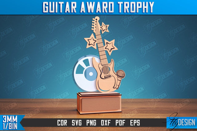 Guitar Award Trophy Laser Cut, DIY Trophy Music Guitar, Personalized Reward SVG SVG Fly Design 