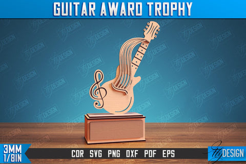 Guitar Award Trophy Laser Cut, DIY Trophy Music Guitar, Personalized Reward SVG SVG Fly Design 
