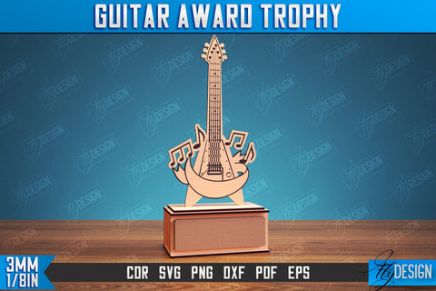 Guitar Award Trophy Laser Cut, DIY Trophy Music Guitar, Personalized Reward SVG SVG Fly Design 
