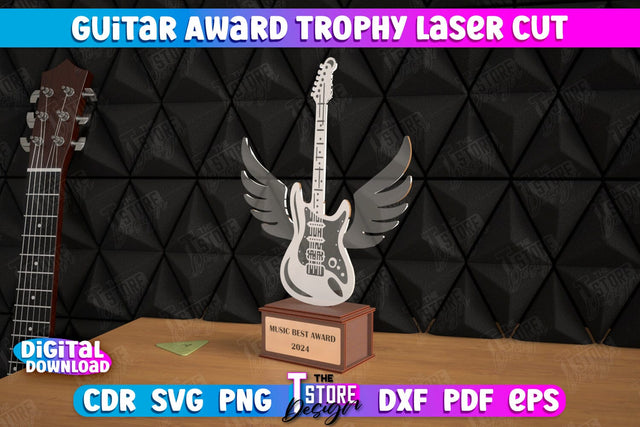 Guitar Award Trophy | Personalized Reward | Musician Gift Idea | CNC File SVG The T Store Design 