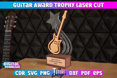 Guitar Award Trophy | Personalized Reward | Musician Gift Idea | CNC File SVG The T Store Design 