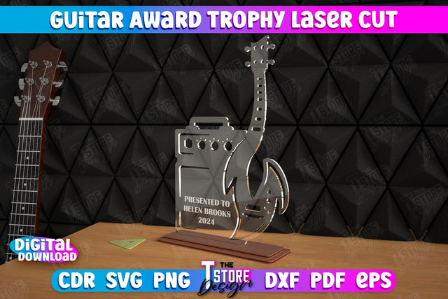 Guitar Award Trophy | Personalized Reward | Musician Gift Idea | CNC File SVG The T Store Design 