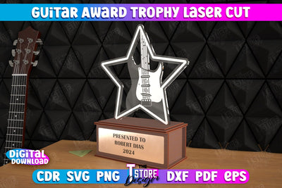 Guitar Award Trophy | Personalized Reward | Musician Gift Idea | CNC File SVG The T Store Design 