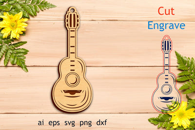 Guitar keychain laser cut, Engraving svg, Music svg SVG AnastasiyaArtDesign 