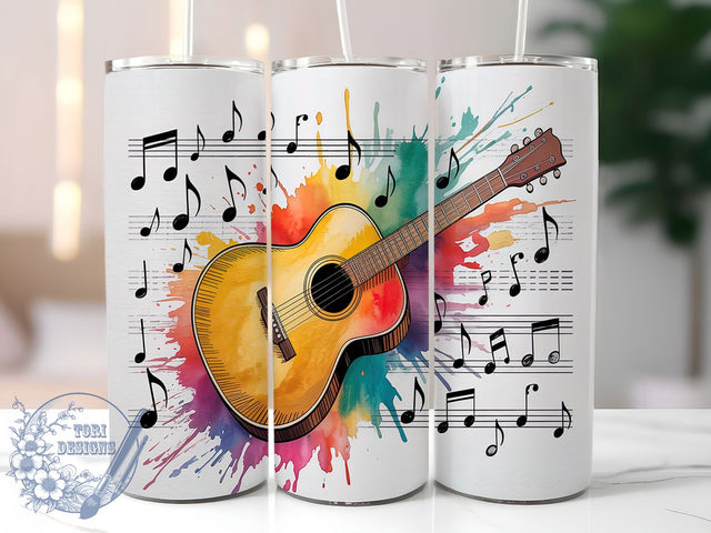 Guitar Lover Music Tumbler Wrap, Music Notes Design, 20oz Tumbler Sublimation, Musical Gift Idea, Guitar Lover Tumbler, Sublimation Wrap, Music Tumbler Design Sublimation ToriDesigns 