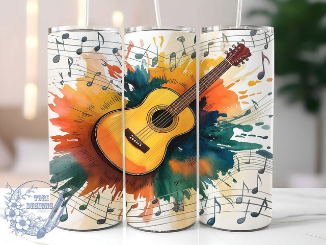Guitar Lover Music Tumbler Wrap, Music Notes Design, 20oz Tumbler Sublimation, Musical Gift Idea, Guitar Lover Tumbler, Sublimation Wrap, Music Tumbler Design Sublimation ToriDesigns 