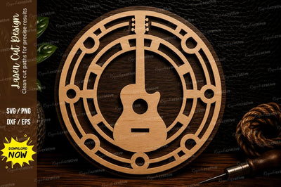 Guitar Monogram Frame Laser Cut Svg Design SVG Regulrcrative 