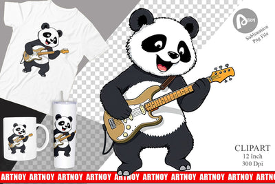 Guitar Panda Clipart Sublimation artnoy 