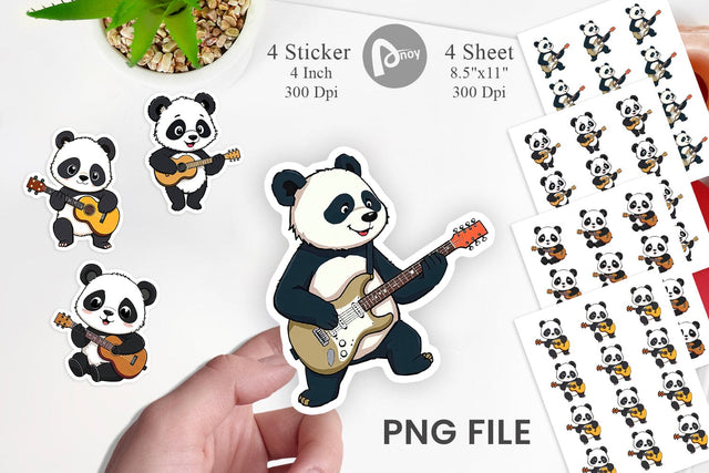 Guitar Panda Sticker Sublimation artnoy 