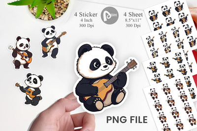 Guitar Panda Sticker Sublimation artnoy 