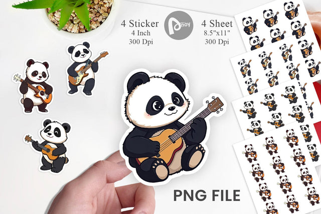 Guitar Panda Sticker Sublimation artnoy 