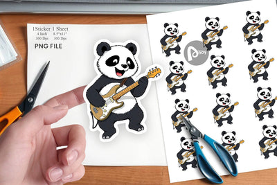 Guitar Panda Sticker Sublimation artnoy 