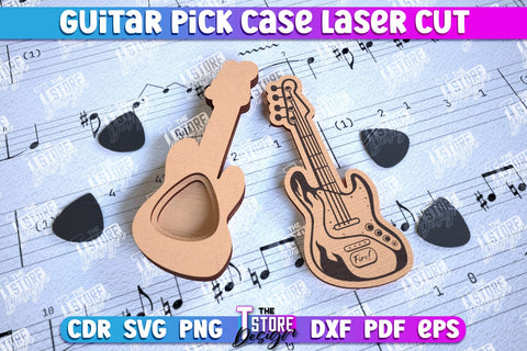Guitar Pick Case Bundle | Picks Holder | Pick Box | Music Accessories | Gift for Guitarist | CNC Files SVG The T Store Design 