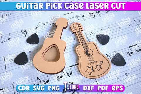 Guitar Pick Case Bundle | Picks Holder | Pick Box | Music Accessories | Gift for Guitarist | CNC Files SVG The T Store Design 