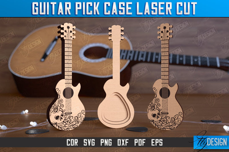 Guitar Pick Case | Picks Holder | Pick Box | Music Accessories | Gift for Guitarist | CNC File SVG Fly Design 