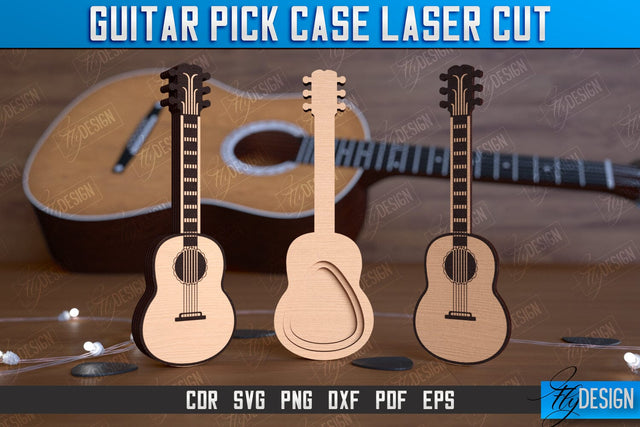 Guitar Pick Case | Picks Holder | Pick Box | Music Accessories | Gift for Guitarist | CNC File SVG Fly Design 