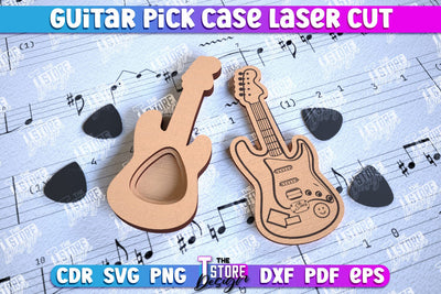 Guitar Pick Case | Picks Holder | Pick Box | Music Accessories | Gift for Guitarist | CNC File SVG The T Store Design 