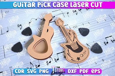Guitar Pick Case | Picks Holder | Pick Box | Music Accessories | Gift for Guitarist | CNC File SVG The T Store Design 
